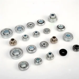 Home flanged extended hub roller bearing assemblies for door hardware