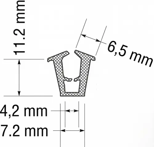 PVC U-channel glazing gasket 11.2 mm reference drawing