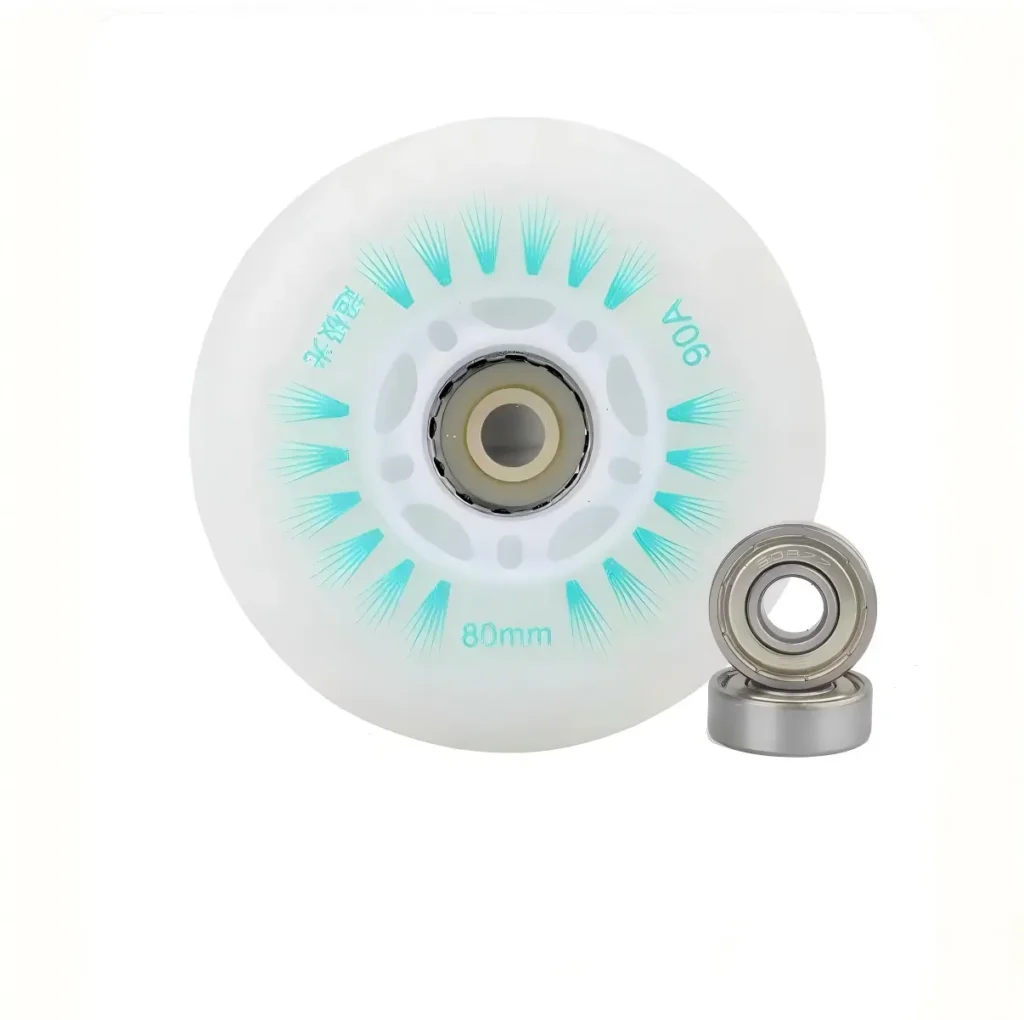 80mm 90A PU LED flashing inline skate wheel with bearing configuration